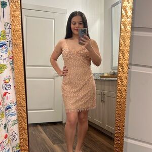 NBD All Me Nude Pink Guipure Lace Dress